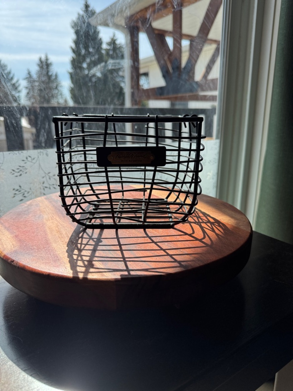 Hearth & Hand Black Metal Wire Basket with Label Plate.